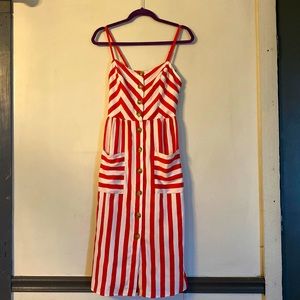 Red and White Maxi dress